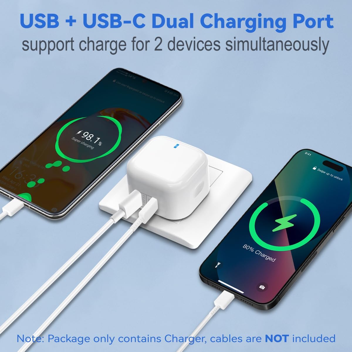 USB and USB-C fast charging plug