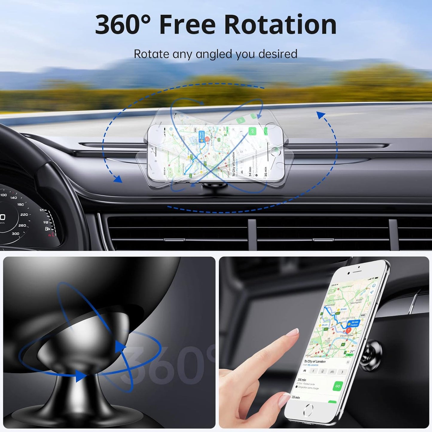 Dashboard magnetic phone holder