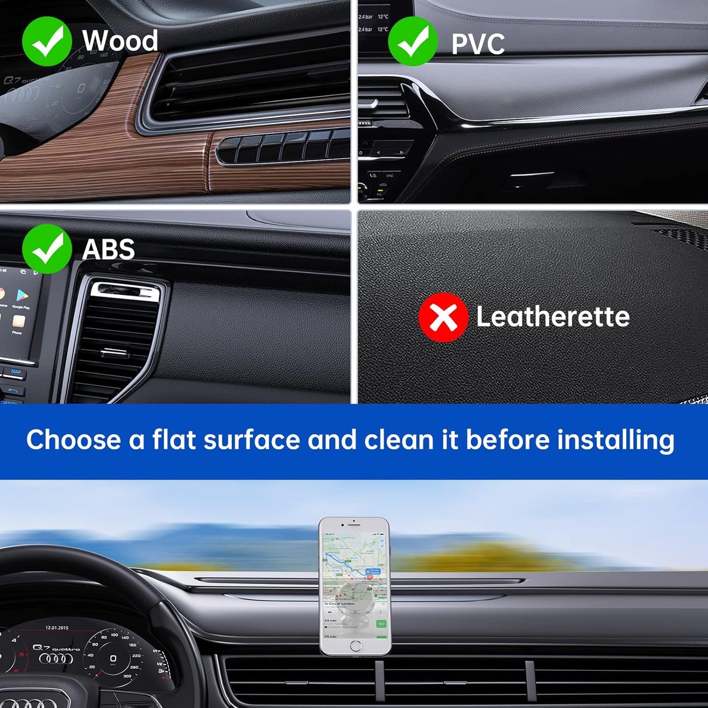 Dashboard magnetic phone holder