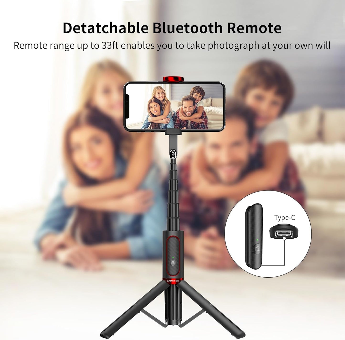 Selfie stick with bluetooth